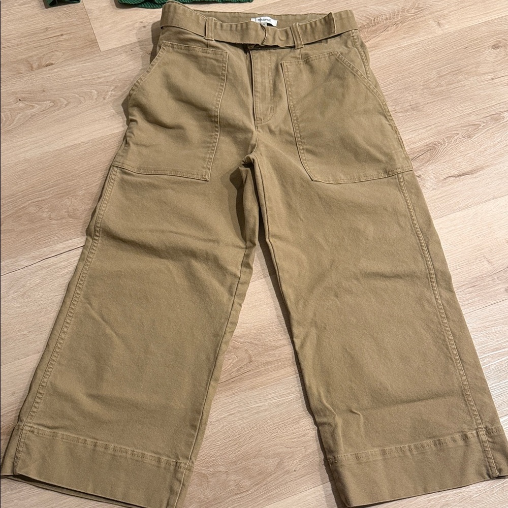 Madewell Women's 28 High Waist Khaki Wide Leg Crop Utility Pants Bottoms Jeans
